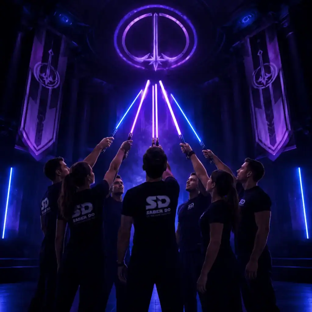 Science-Fiction-inspiriertes Lichtschwerttraining ohne Markenbezug